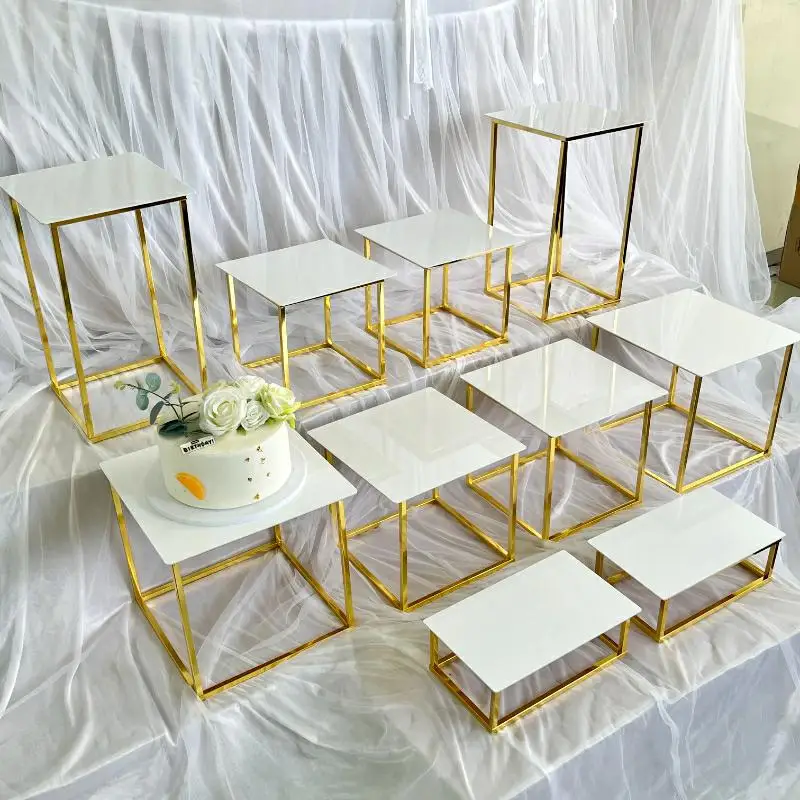 12-20 PCS Luxury Gold Frame Wh - Display Risers Set 评论和价格