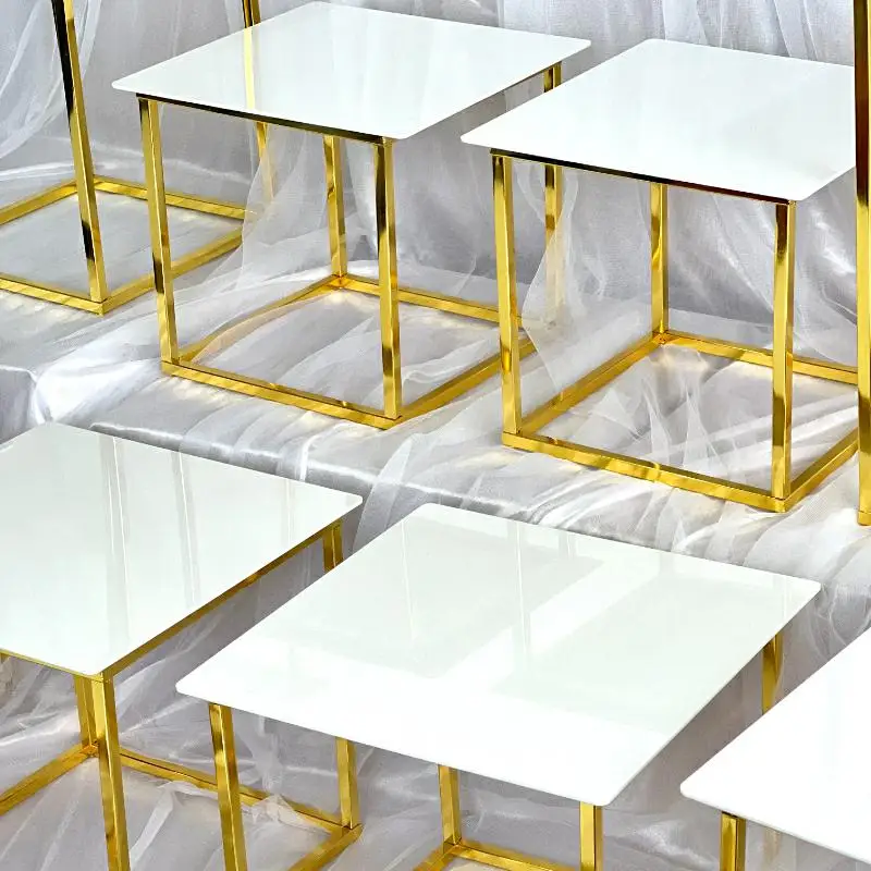 12-20 PCS Luxury Gold Frame Wh - Display Risers Set 评论和价格