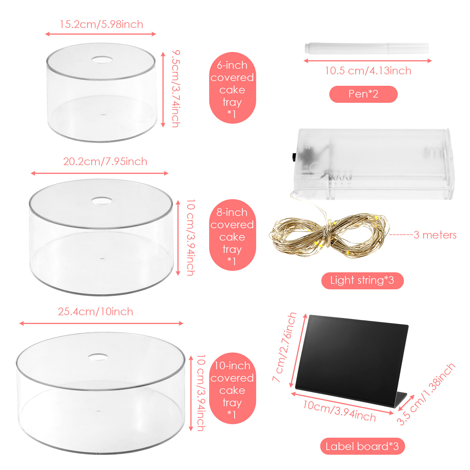 3/2Pcs Acrylic Cake Display Bo - Display Risers Set 评论和价格