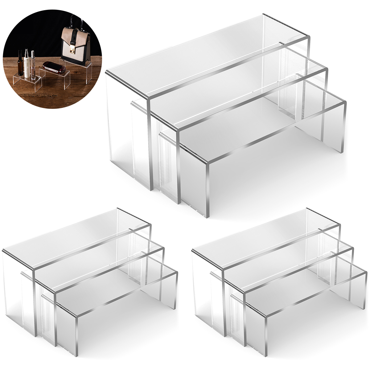 3/6/9Pcs Acrylic Display Stand - Display Risers Set 评论和价格